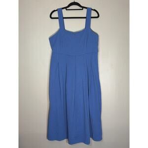 Boden, Blue cotton fit and flare sleeveless dress, women's 16/18 R